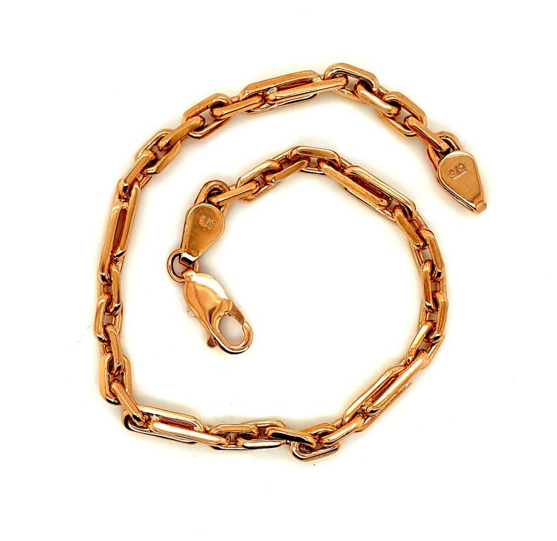 9ct Rose Gold Paper Clip Link Style Bracelet 14.4g (22158)